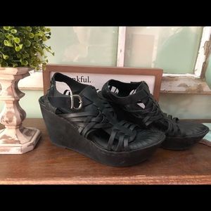 Women’s Born Black strappy leather wedges